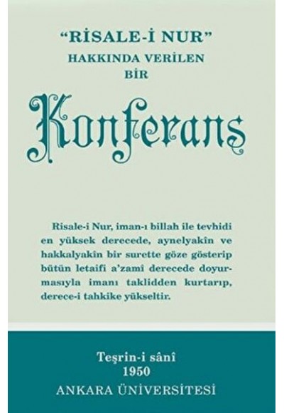 Risale-i Nur Hakkında Verilen Bir Konferans Normal Boy