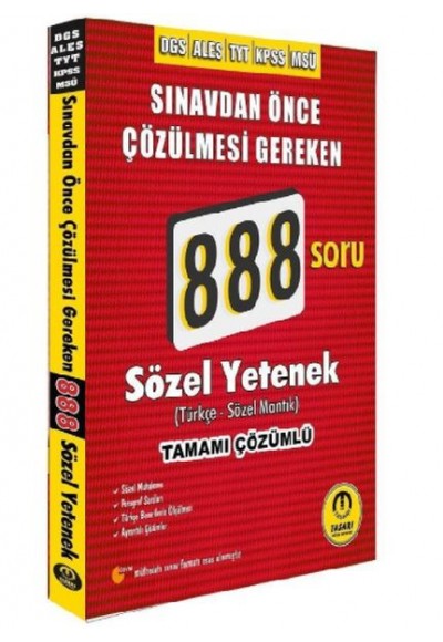 Tasarı DGS ALES TYT KPSS MSÜ Sözel Yetenek 888 Soru Bankası Çözümlü